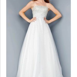 White Jovani ball gown